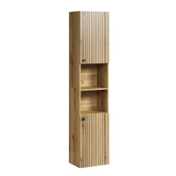 Colonne de salle de bain rainurée 2 portes, 2 niches H186 cm - PUREBLISS