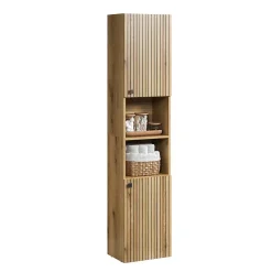 Colonne de salle de bain rainurée 2 portes, 2 niches H186 cm - PUREBLISS