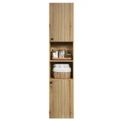 Colonne de salle de bain rainurée 2 portes, 2 niches H186 cm - PUREBLISS