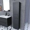 Colonne de salle de bain noir 30x35x150 cm avec 2 portes et poignées noir mat - STRUCTURA F050
