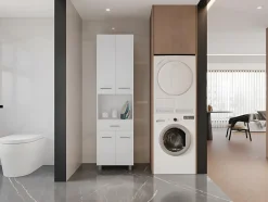 Colonne de salle de bain sur pied - 180 cm - Blanc - MINELA