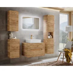 Colonne de salle de bain ERBANO Chene clair 35x75 cm 1 porte Style contemporain
