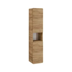 Colonne de salle de bain suspendue ERBANO 2 portes H170 cm Coloris chene clair