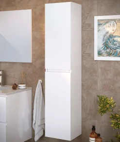 Colonne de salle de bain NELI 2 portes 140x30x27 cm blanc T-BATH
