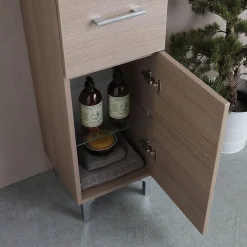 Colonne De Salle De Bain 150Cm 2 Portes Et 1 Tiroir Chêne Naturel Avec Pieds Rimini
