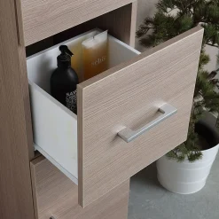 Colonne De Salle De Bain 150Cm 2 Portes Et 1 Tiroir Chêne Naturel Avec Pieds Rimini