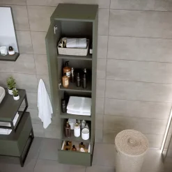 Colonne de salle de bain SPA 1 porte 1 tiroir 180x35x35 cm vert T-BATH
