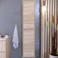 Colonne de salle de bain DINEY 2 portes 140x30x25 cm orme T-BATH