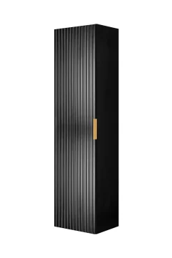 Colonne de salle de bain, Noir, 35 x 136 x 27 cm, poignée dorée