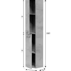 Colonne de salle de bain Alise 2 portes, couleur Ciment
