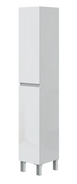Colonne de salle de bain avec 2 portes sans poignée coloris blanc - Longueur 30 x Profondeur 35 x Hauteur 182 cm