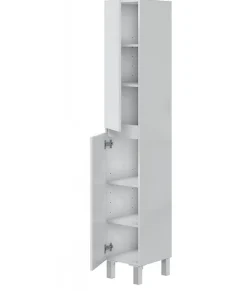 Colonne de salle de bain avec 2 portes sans poignée coloris blanc - Longueur 30 x Profondeur 35 x Hauteur 182 cm