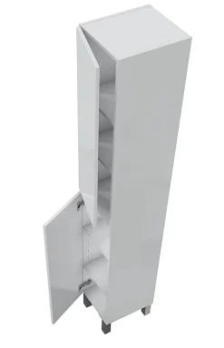 Colonne de salle de bain avec 2 portes sans poignée coloris blanc - Longueur 30 x Profondeur 35 x Hauteur 182 cm