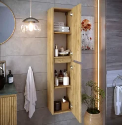 Colonne de salle de bain CIMS 2 portes 140x30x27 cm chêne T-BATH