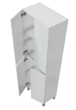 Colonne de salle de bain avec 4 portes sans poignée coloris blanc - Longueur 60 x Profondeur 35 x Hauteur 182 cm
