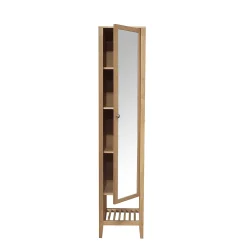 Colonne de salle de bains à poser avec miroir placage chêne l.40,2 x H.185 x P.36,1 cm, GoodHome Perma