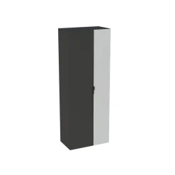 Colonne de salle de bains suspendue 2 portes noir mat et miroir l.60 cm x H.160 x P.35 cm, Pamili