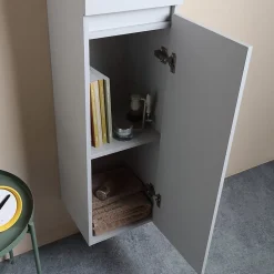 Colonne De Salle De Bains Suspendue Avec 2 Portes En Bois Blanc Bois 30X170 Barcellona
