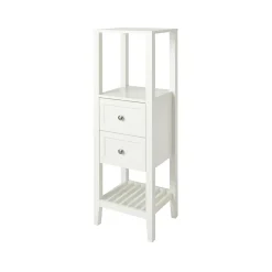 Colonne de salle de bains à poser 2 tiroirs et 2 niches blanc mat L.40 x H.120 x P.36 cm, GoodHome Perma