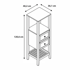 Colonne de salle de bains à poser 2 tiroirs et 2 niches placage chêne l.40,2 x H.120,6 x P.36,2 cm, GoodHome Perma