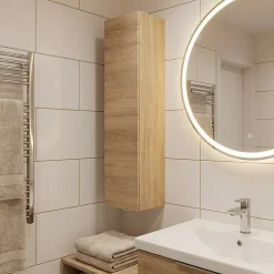Colonne de salle de bains suspendue faible largeur effet chêne l.20 x H.90 x P.36 cm, GoodHome Imandra