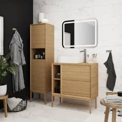 Colonne de salle de bains GoodHome Avela placage chêne L.40 x H.170 cm x P.36