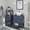 Colonne de salle de bains à poser 2 tiroirs et 2 niches bleu mat L.40 x H.120 x P.36 cm, GoodHome Perma