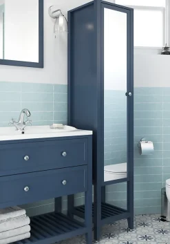 Colonne de salle de bains à poser avec miroir bleu mat l.40,2 x H.185 x P.36,1 cm, GoodHome Perma