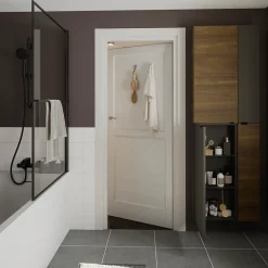 Colonne de salle de bains suspendue faible largeur noir mat l.20 x H.90 x P.36 cm, GoodHome Imandra