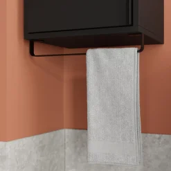 Colonne de salle de bains suspendue avec porte-serviettes noir mat l.36 x H.115 x P.30 cm, GoodHome Maza