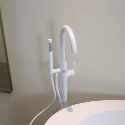Colonne de sol mécanique blanc mat pour baignoire ilot Essebagno Charme II