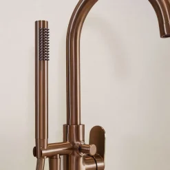 Colonne de sol mécanique cuivre brossé pour baignoire ilot Essebagno Charme II