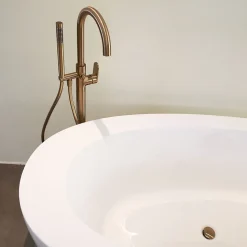 Colonne de sol mécanique cuivre brossé pour baignoire ilot Essebagno Charme II