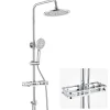 Colonne Douche avec Étagère Sans Robinet en Inox Chromée- Ensemble Mural Réglable Avec Pommeau Effet Pluie Rond 25 CM