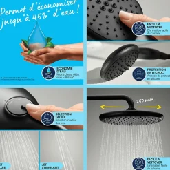 Colonne douche sans robinnetterie GROHE Vitalio Start 250 noire