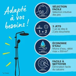 Colonne douche sans robinnetterie GROHE Vitalio Start 250 noire
