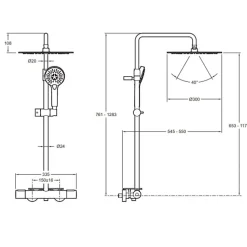 Colonne douche thermostatique JACOB DELAFON Metro 3 jets, économie d'eau, noir mat