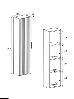 Colonne haute - 35 x 140 cm - 1 porte - Chêne Wotan - WOTANIA