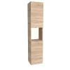 Colonne Meuble Salle de bain 165x35x30cm 2 portes couleur chêne COLO à fixer au mur