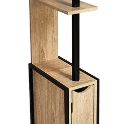 Colonne Meuble Wc Salle de Bain 2 Portes en Bois Design Industriel Marron 3 Etagères Toilettes