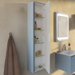 Colonne Multifonction Suspendue H140 Porte Réversible Céleste Mat - Monaco
