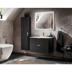 Colonne murale salle de bain 1 porte Adriel Noir