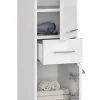 Colonne salle de bain, 2 armoires, 140 x 30 x 30 cm, blanc / blanc brillant