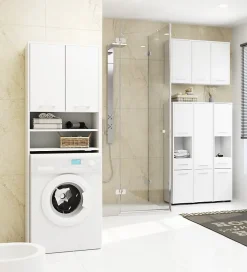 Colonne salle de bain, 2 armoires, 140 x 30 x 30 cm, blanc mat