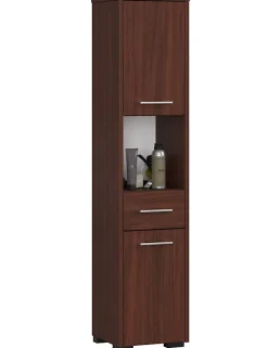 Colonne salle de bain, 2 portes, 1 tiroir, 140 x 30 x 30 cm, wengé
