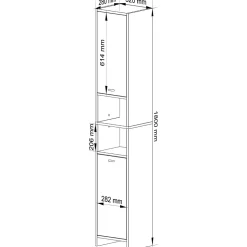 Colonne salle de bain AKORD BETI Blanche 32 cm 2 portes façade Blanche 4 étagères 32x28x180 cm