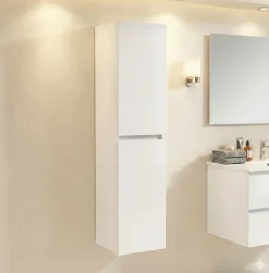 COLONNE salle de bain Armoire de rangement APOLLO LAQUE GRIS BLANC KIT