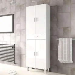 Colonne salle de bain avec 4 Portes coloris blanc brillant - 182 x 60 x 29 cm