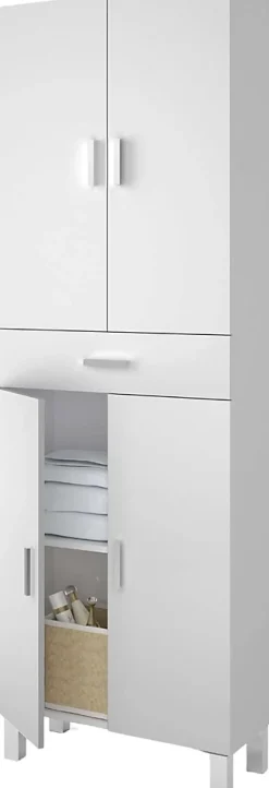 Colonne salle de bain avec 4 Portes coloris blanc brillant - 182 x 60 x 29 cm