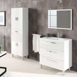 Colonne salle de bain avec 4 Portes coloris blanc brillant - 182 x 60 x 29 cm